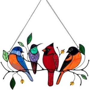 Multicolor Birds On-A-Wire, Metal Bird Series Art Ornaments Pendant Hanging